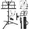 CAHAYA Leggio Spartiti Musicali con Luce: 2-in-1 Leggii Musicali Pieghevole Supporto da Tavolo per Libri Altezza Regolabile 70-138cm con Borsa di Trasporto per Spartito CY0204+CY0243
