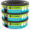 LitterLocker Confezione da 3 ricariche Rotonde di Pellicola in plastica per Gatto, 17 x 17 x 15 cm, Colore: Verde