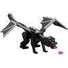 Mattel Minecraft Personaggio Enderdrago Attacco fiammeggiante | Giocattolo con 10 dischi, giocattolo gigante con lunghezza 54,9 cm, apertura alare 50,8 cm con ali mobili e lanciatore