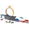 Hot Wheels playset trasportatore portatile con mega loop, lanciatore pieghevole e spazio per 18 veicoli die-cast in scala 1:16, dai 3 anni in su, GCK38