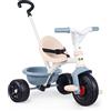 Smoby - Triciclo Be Fun azzurro, 7600740336, evolutivo, con struttura in metallo, asta parentale removibile, + 15 mesi