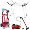 Theo Klein 6792 Mega set per la casa Vileda, Include carrello delle scope con accessori per la pulizia, stendibiancheria e aspirapolvere, Giocattoli per bambini dai 3 anni in su
