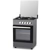 Wintem Cucina a Gas con 4 Fuochi e Forno Elettrico 1900W Integrato in Acciaio 57x57x88cm - Ideale per Cucinare in Modo Rapido e Veloce in Ambienti Piccoli o all'Esterno - Comode Lastre Coprifuochi