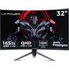LC-Power Monitor Gaming 32 Pollici Curvo(1500R), QHD 2560x1440, 165Hz,