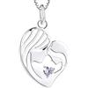 YL Collana Madre e Figlia Argento 925 e 12 Pietra portafortuna Zirconia Cubica Pendente Cuore per Mamma Donna,Catena 18-20CM