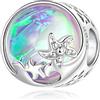 ShiYu Charm da spiaggia e oceano per braccialetto Pandora, in argento Sterling 925, stelle marine e onde perla, regalo per donne e ragazze