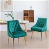LONXIU Set 2 Sedie Sala da Pranzo in Velluto con Gambe in Metallo, Moderno Sedia da Cucina Imbottita per Cucina, Sedie da Salotto per Sala da Pranzo/Soggiorno (Verde)