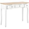Generico Tavolo Consolle da Trucco Moderno con 3 Cassetti,Bianco,in MDF e Legno di Pino,100x35x78 cm,per Salotto,Ingresso o Camera da Letto