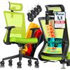 KESSER® Sedia da ufficio ergonomica con braccioli regolabili | Sedia girevole con supporto lombare per la schiena, sedia da scrivania con poggiatesta | funzione di inclinazione fino a 125° con 5 ruote