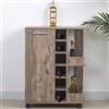 BAKAJI Mobile Angolo Bar Cantinetta Da Terra Mensola Porta Bottiglie Vino Liquori Cantina in Legno 6 Posti Portabottiglie Con Porta e Maniglia in Metallo 2 Ripiani Laterali (Tortora)