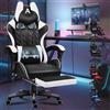 Sonstige Sedia da gioco ALFORDSON con poggiapiedi e supporto lombare, design ergonomico, inclinazione di 150°, portata di 180 kg, serie etano bianco