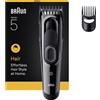 Braun Tagliacapelli Braun HC5510, senza fili, 50 min. di autonomia, 9 impostazioni di lunghezza, nero