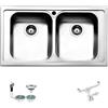Fhuller AV862IBC ● Lavello FHULLER Incasso Cucina Anniversario 86X50 2 Vasche 34X40, Spessore Acciaio 7/10 con Vasche Profonde H 19,4 Realizzato in Acciaio Spazzolato Made in Italy