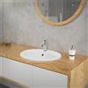 ML DESIGN modern living ML-Design Lavabo in Ceramica Bianca 57x19,5x48,5 cm Lavandino da Incasso Ovale Moderno Bacinella Lavamani per il Bagno e Toilette Lavello con Scarico Standard Foro per Rubinetto e Troppopieno