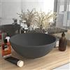 Kaloriko Lavabo di lusso in ceramica opaca, grigio scuro, 32,5 x 14 cm, lavello rotondo con foro di drenaggio, ideale per bagno degli ospiti, WC e lavandino, soluzione moderna per lavabo