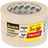 ScotchBlue Scotch Nastro Adesivo per Mascheratura Classico Beige, 24 mm x 50 m, Confezione da 3 Pezzi - Per Pittura e Decorazione Interna