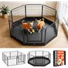 VEVOR Box per Cani da 61 cm 8 Pannelli Pieghevole con Base Imbottita Nero | Gabbia Metallica per Interni con Porta, per Delimitazione Recinzione Esercizio Cuccioli e Altri Animali Domestici Piccoli