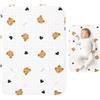 JOVYTH Tappetino per Cambio in Cotone - 1 Materassino con Motivo Orso 70x50 cm, Impermeabile & Lavabile, Ideale per Viaggi, Casa & Esterno