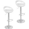 Baroni Home 2 Sgabelli Bar Girevole Altezza Regolabile, Seduta in Plastica e Schineale, Base Cromata, Poggiapiedi e Fondo Antigraffio, Sgabello Cucina e Penisola, 37x45x59-79 cm, Bianco, 2 Pezzi