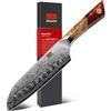 SHAN ZU 18cm Coltello Santoku Damasco, Coltello da Cucina Acciaio in Polvere SG2