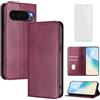 OUEAYIEN Cover per Google Pixel 10/10 Pro Custodia a Libro con Vetro Temperato Bdx | Blocco RFID,Antiurto,Pelle Portafoglio Case,Porta Carte,Vintage Flip Custodia per Google Pixel 9 Pro 10Pro Pixel9