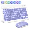 SOPPY Tastiera e Mouse Bluetooth Portatili con Retroilluminazione, Mini Tastiera Ricaricabile, Tastiera Wireless per iPad/Samsung Tab/Lenovo Tab/iOS/Android/Windows, Layout Italiano (Viola)