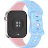 MELEJIA Cinturino in Silicone Floreale per Xiaomi Redmi Watch 6/Watch 5/Watch 4, per Xiaomi Smart Band 10 Pro/9 Pro/8 Pro Ricambio Cinturino, Regolabile Bicolore Cinturini-Azzurro + Rosa