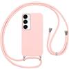 Vauki Custodia per Samsung Galaxy A16/A16 5G Cover con Cordino,Rosa Silicone Antiurto TPU Morbido Case Corda Collana Necklace Regolabile Stylish con Catena Ultra Sottile Cover per Samsung A16 5G,Rosa