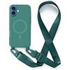 2NSPDRGNI Magnetica Cover con Collana Compatibile con iPhone 16,Case con Laccio per Il Collo Custodia con Cordino,Verde scuro