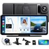 LAMTTO Display Wireless CarPlay & Android Auto Con Dashcam 2,5K + 1080P, Schermo Touch HD Portatile da 6,86 Pollici, CarPlay Con Assistente Vocale, Navigazione, Bluetooth, Scheda da 64 GB, Mirror Link