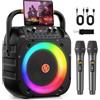 HWWR Karaoke con 2 Microfono, 80W Cassa Bluetooth 5.3 portatile