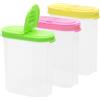TNSLAND Barattoli di stoccaggio 250 ml, set di 3 barattoli per cereali con coperchi a cerniera, barattolo per la conservazione della farina, contenitori in plastica senza BPA per spezie sale zucchero