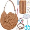 FREEBLOSS Kit per Borsa all'uncinetto con Fiori FREEBLOSS per Principianti Set Completo di Avvio con Tutorial Video Passo-passo Set Borsa all'uncinetto Set Kit per Lavorazione a Maglia Progetti per Adulti