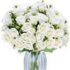 TurelinnG 3 mazzi di fiori artificiali, bouquet di rose artificiali contenente 45 capolini, fiori artificiali come quelli veri, adatti per matrimoni, soggiorni e decorazioni da tavola, bianco