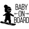 TVIVID Adesivo per auto con scritta Baby on Board, con scritta Boy on Snowboard, in vinile, accessori per auto, decorazione per finestre, 16 cm x 12 cm