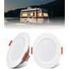Bonlux Set di 2 faretti LED da incasso da 12 V, dimmerabili, bianco caldo, 3000 K, 3 W, faretti da incasso, faretti da soffitto, ultra piatti, per barca, roulotte, camper, armadio