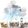 Genérico Ventilatore da soffitto con luce e telecomando incluso, base a vite E27, silenzioso, tecnologia di illuminazione LED, per camera da , soggiorno, camera dei bambini, casa di campagna