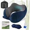 Cirorld Cuscino da Viaggio Collo, Cuscino Aereo Memory Foam Regolabile e Compatto, Cuscino Cervicale da Viaggio, Inclusa Maschera per Dormir, Tappi auricolari, Borsa per Trasporto