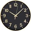 HZDHCLH Orologio da parete silenzioso, senza ticchettio, 20 cm, con numeri arabi, per ufficio, aula, casa, soggiorno, camera da letto (oro nero, 20 cm)