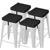 AddGrace Set di 4 cuscini antiscivolo per sgabello da bar, quadrati, con laccetti, con fodera lavabile in lavatrice, 30,5 x 30,5 x 5,1 cm, colore: nero