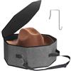 flaxarne Scatola per cappelli da viaggio e conservazione, Organizzatore di Cappelli Rotondi con Manico di Trasporto, grigio