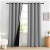 PONY DANCE 100% Tende Oscuranti per Interni 2 Pezzi L 140 x A 220 cm Tenda Termica per Soggiorno con Anelli Curtains per Camera da Letto e Salotto Eleganti, Grigio Chiaro