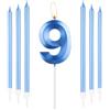mciskin Set di Candele Blu Reale per 9° Compleanno - Candela Numero 9 per Torta con Candele Lunghe e Sottili, Decorazioni per 9° Compleanno per Bambini e Bambine, Decorazioni per Torta con Candela