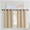PONY DANCE Tende Corte Oscuranti Termiche da Interno per Cucina | per Camera da Letto, per Finestre Piccole, Blackout, per Interni, con Anelli, Privacy, 2 Pezzi L 90 x A 100 CM, Beige