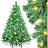 Randaco Albero di Natale artificiale con illuminazione, 120 cm, 340 punte progettate con apertura automatica, in PVC, 150 LED, luce bianca calda, con supporto in metallo, difficilmente infiammabile