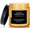 M&SENSE Candela Profumata Torta Limone e Vaniglia, 330g Cera di Soia Naturale, 70 Ore di Combustione, Regalo Aromaterapia per Bagno e Soggiorno, Sollievo dallo Stress per Uomo Donna