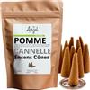 NCA - 10 coni di incenso, aroma: mela, cannella, 100% naturale rilassamento meditazione purificazione + bruciatore porta incenso in omaggio