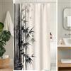 Uiiooazy Tenda da Doccia Antimuffa 120x180cm Grigio Nero Bambù Spa Zen | Tenda da Doccia Astratta Foresta Stile Cinese Impermeabile Tessuto in Poliestere Lavabile per Vasca da Bagno con 8 Anelli