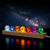 Hivexagon Sfera di cristallo con 7 chakra da 40 mm dotata di base in legno a LED, dimmer e cavo timer per meditazione, luce notturna decorativa, regalo (Rettangolare)