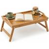 HOMEA Vassoio da letto Pieghevole in Bambù 50x30x21 - Tavolino da colazione Multifunzione per Notebook, Studio e Divano con Gambe Pieghevoli e Maniglie Integrate